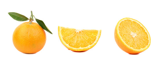 Fresh fruit orange isolate, set