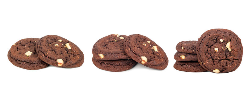 Cookies with chocolate isolate, set