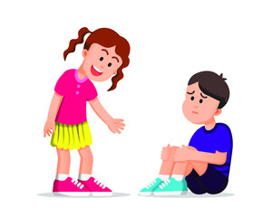 little girl wants to help her friend who is sad