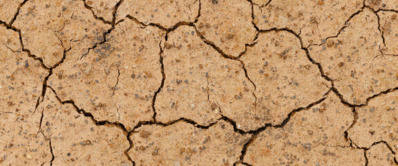 Texture of grungy dry cracking parched earth. Cracked soil. Concept of drought