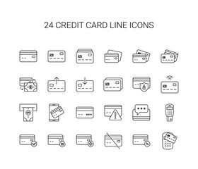 Line icon set. Credit card pack. Vector Illustration
