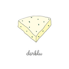 Hand drawn dorblu cheese.