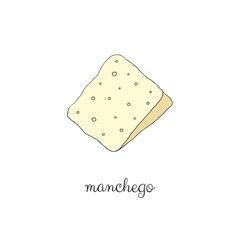 Hand drawn manchego cheese.