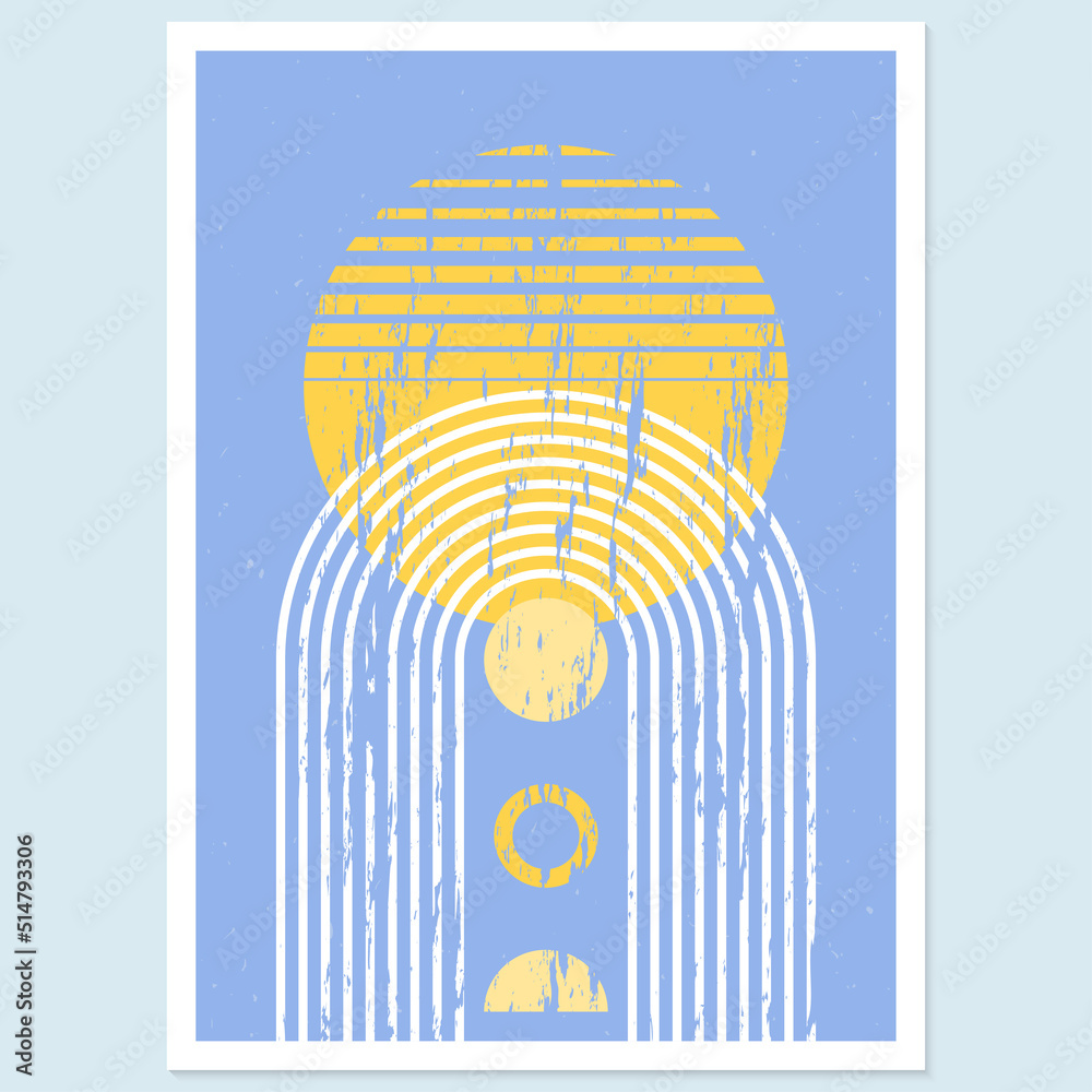 Canvas Prints abstract geometric art with arch and circles. modern boho background. line arc shapes, sun design. c