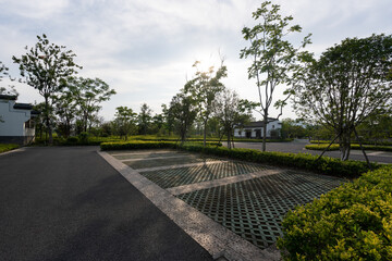 parking lot in city park