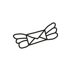 Doodle flying envelope with wings.
