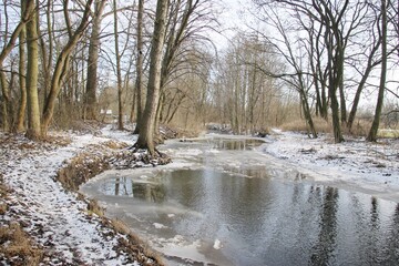 river in winter in Czech countryside