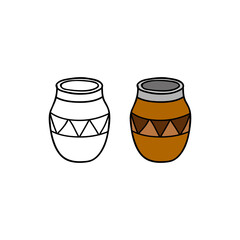 Doodle outline and colored matte cup.