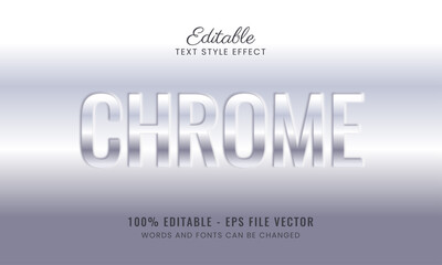 Chrome editable text effect metallic and shiny with neomorphsim style Premium Vector