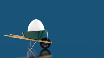 Portable white nest egg 401k, 403b retirement investment concept isolated on blue background. 3d illustration render.