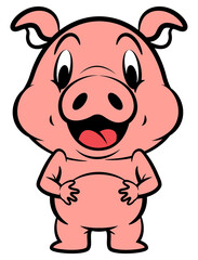 Cartoon illustration of Funny Piglets standing and laugh, best for sticker, mascot, and logo with animal farm themes for kids