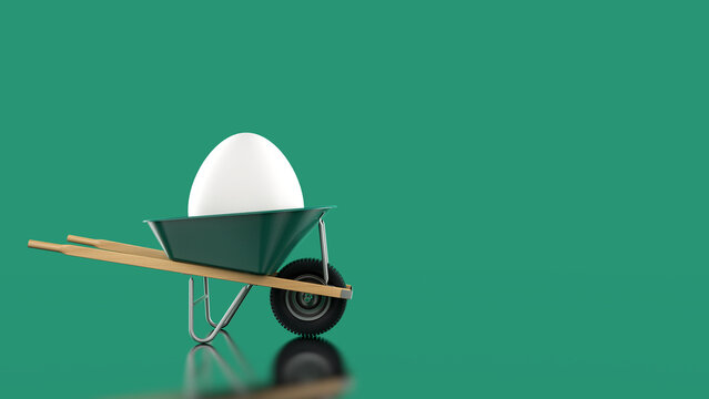 Portable white nest egg 401k, 403b retirement investment concept isolated on green background. 3d illustration render.