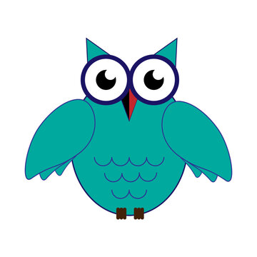 Owl isolated on white background. Vector illustration for wild animals, wildlife.