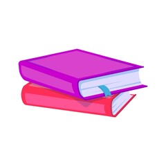 Stack of books for reading, pile of textbooks for education. Book of literature, dictionaries, encyclopedias, planners with bookmarks. Colored flat vector illustration isolated on white