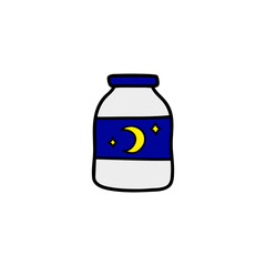 Doodle sleepping pills in bottle.