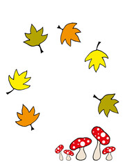 autumn leaves and mushrooms