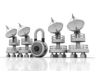 Satellite Dish and spaceship lock, 3d rendering