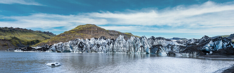Solheimajokull glacier, Iceland. The tongue of this glacier slides from the volcano Katla....