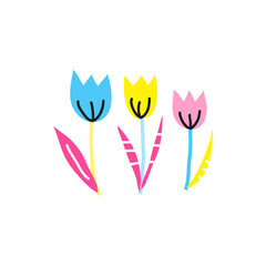Abstract doodle tulips.