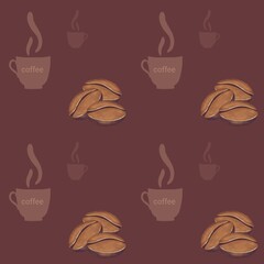 coffee background, coffee beans and coffee inscription, endless pattern