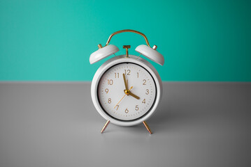 White clock close up. Time manage. 