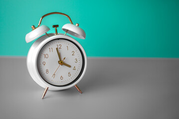 White clock close up. Time manage. 