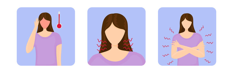 Woman with symptoms for infographic vector isolated illustration