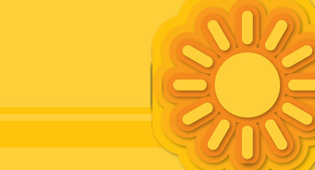 Yellow layered sun, abstract summer background vector illustration