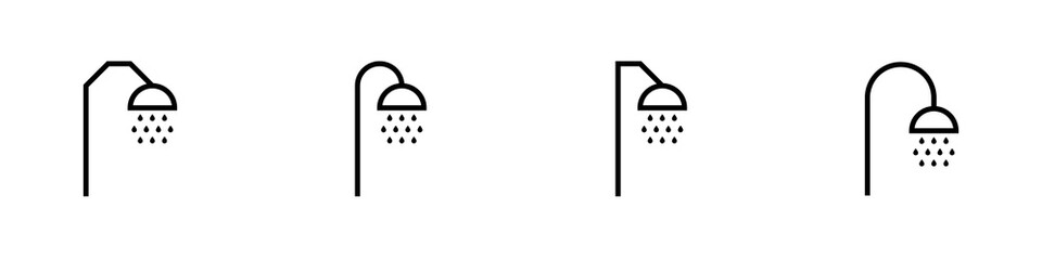 Conjunto de icono de ducha. Concepto de higiene. Baño moderno. Ilustración vectorial, estilo línea simple © Frank
