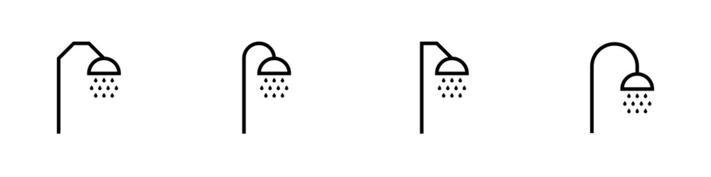 Conjunto de icono de ducha. Concepto de higiene. Ba&ntilde;o moderno. Ilustraci&oacute;n vectorial, estilo l&iacute;nea simple
