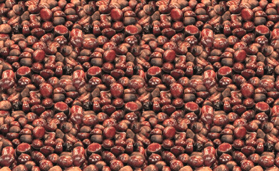 chestnut pile brown fruit ripe shiny roast tasty autumn harvest background