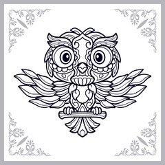 Cute owl cartoon zentangle arts. isolated on white background.