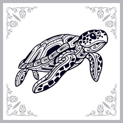 Fototapeta premium Sea turtle zentangle arts. isolated on white background.