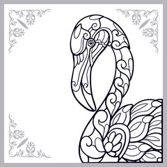 Flamingo bird zentangle arts. isolated on white background.