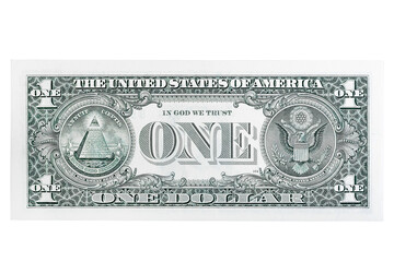 One dollar bill isolated on white.