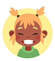 Funny little girl. Flat round head portrait
