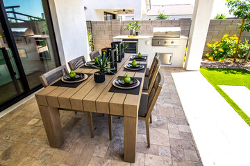 Outdoor Patio Table And Chairs With Built-In BBQ
