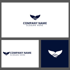 Creative whale's tail with ocean symbol logo. Best for any company. Clean and minimalist logo vector icon.
