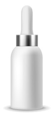 Serum container mockup. Realistic dropper white bottle
