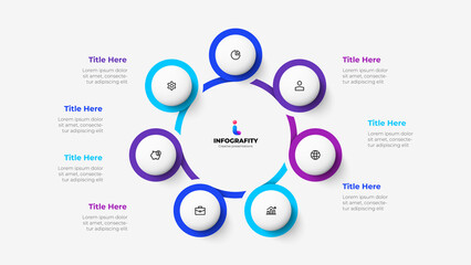 Vector infographic. Abstract cycle diagram divided into 7 parts. Business data visualization for presentation.