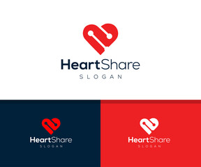 Heart Logo Design, Heart Share Logo Template.