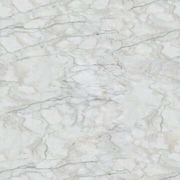 White Marble Texture With Light Grey Pattern. Seamless Square Background, Tile Ready.