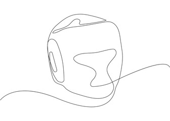 Boxing helmet one line art. Continuous line drawing of MMA, shingard, mixed martial arts, sport, sports, activity, struggle, fight, athlete, strength, competition, training.