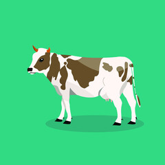 Cow vector illustration, black and white color cow illustration, Wild animal.