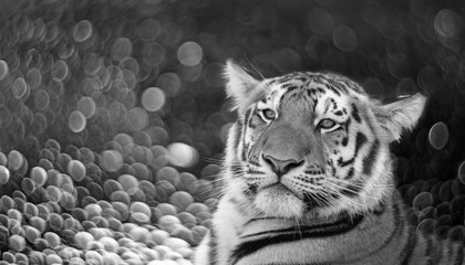 Front view of tiger isolated on black background