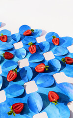 Strawberry slices on watercolor background