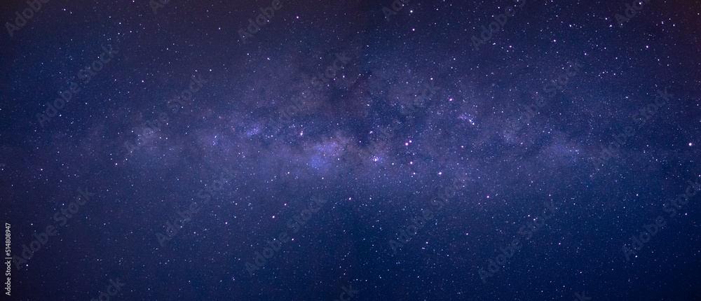 Wall mural astrophotography of visible milky way galaxy. stars, space, nebula and stardust at a starry night sk