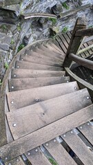Wooden old spiral staircase