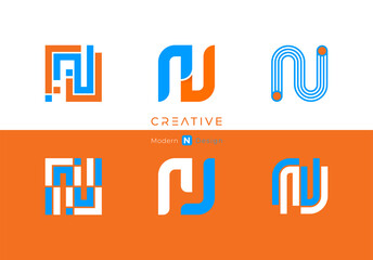 Letter N, modern alphabet, fonts, characters design, vector illustration.