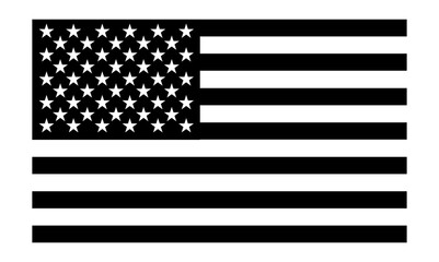 Obraz premium Black and white tone American flag on white background.